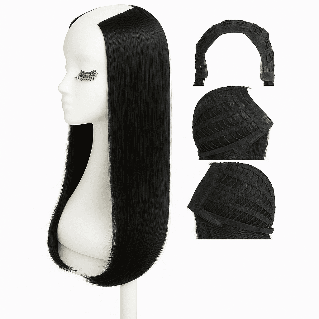 Semiperucă 1 Negru Par Drept