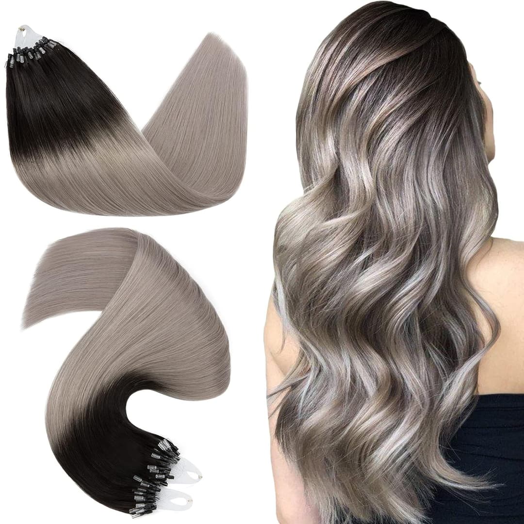 Extensii Microring Russian Hair Ombre #1B Grey
