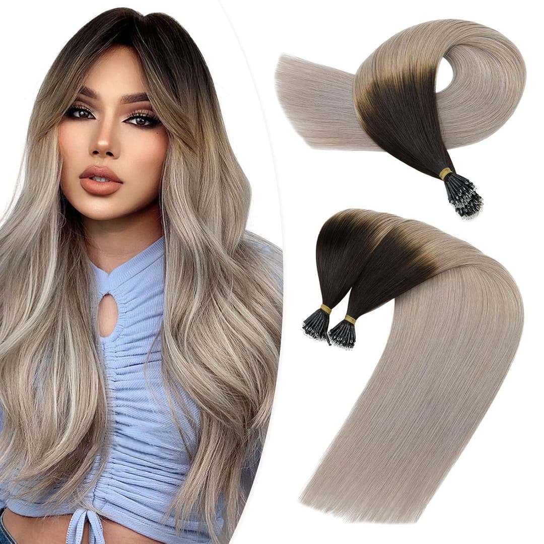 Extensii Nanoring Russian Hair Ombre #1B Grey