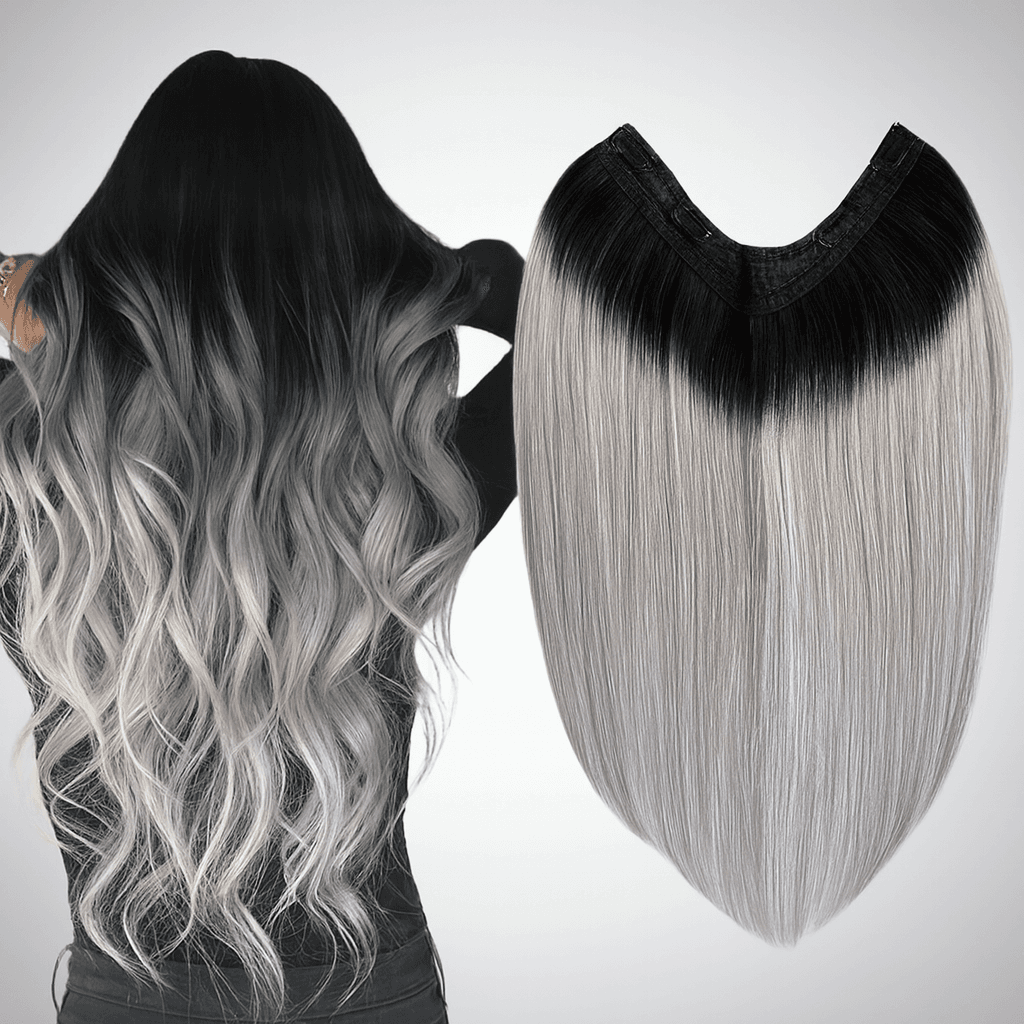 Trese de Par Natural V-SHAPE Luxe Ombre #1B/Grey