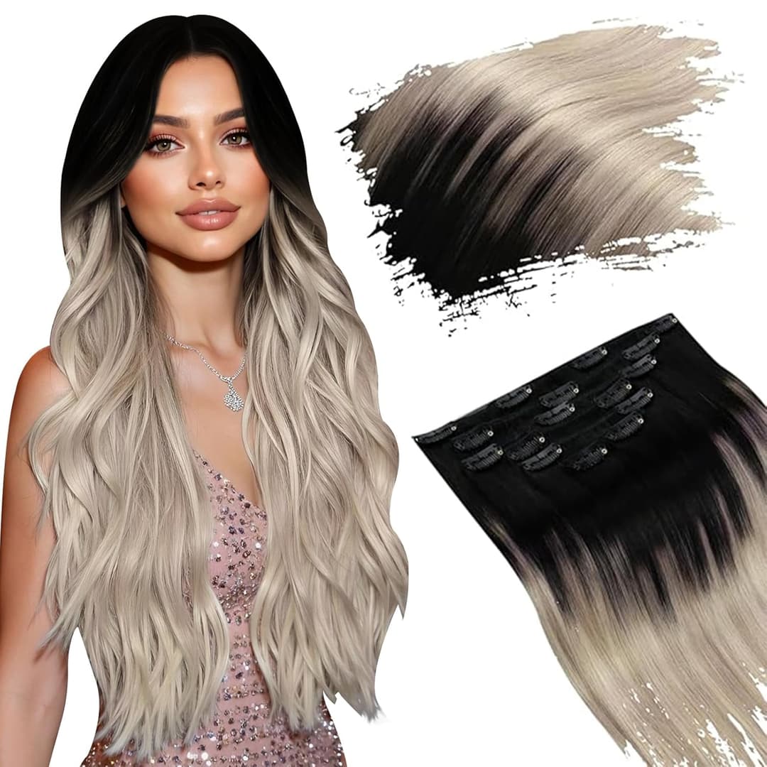 Extensii Clip-On Luxe Ombre #1B Silver