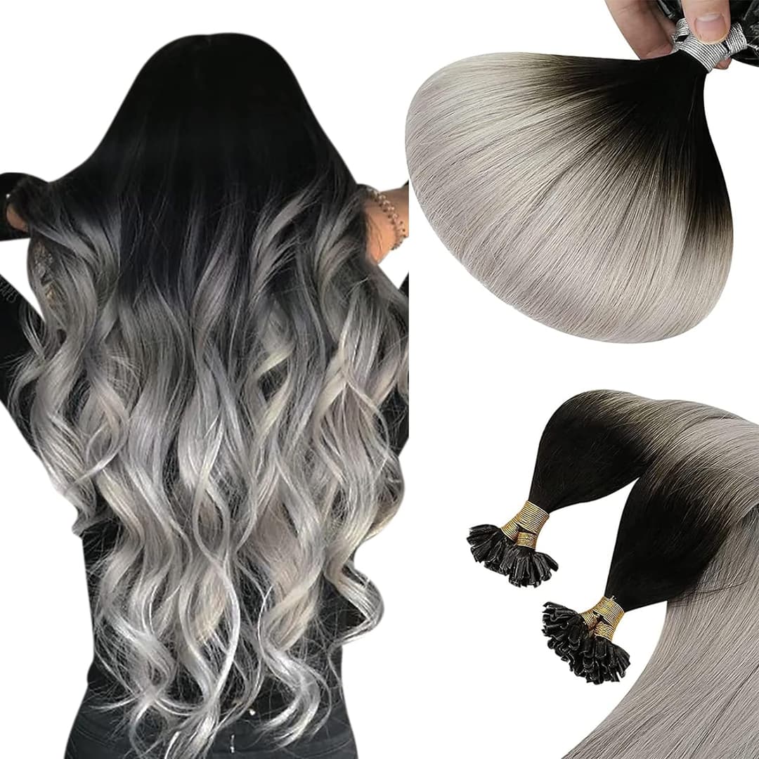 Extensii Cheratina Russian Hair Ombre Negru #1 Light Grey