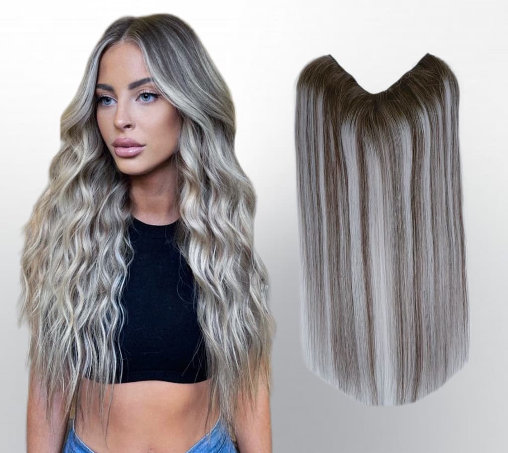Trese de Par Natural V-SHAPE Luxe Balayage #9/Light Grey