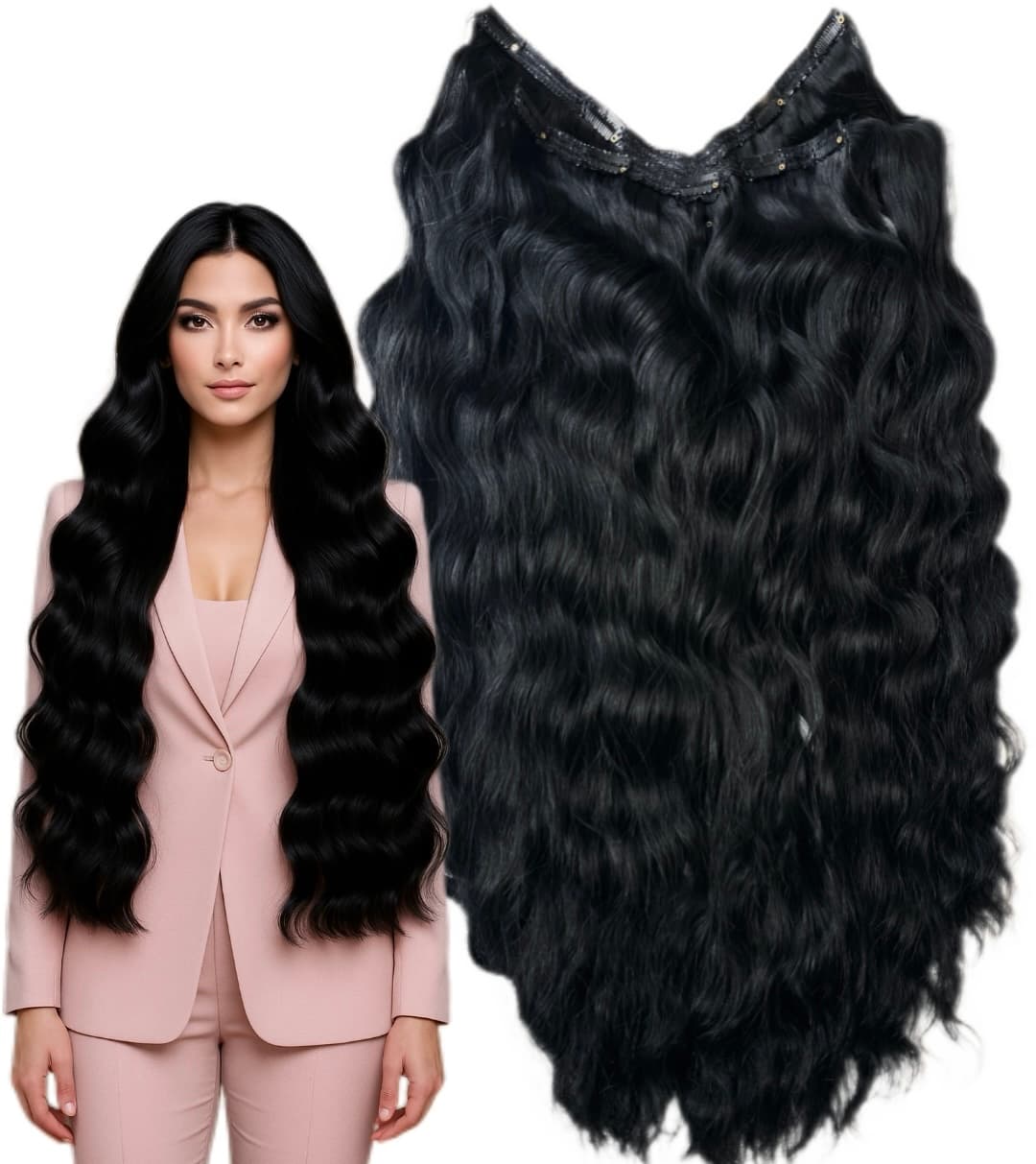 Tresa Eva Hair (4D) Negru Ondulat #1