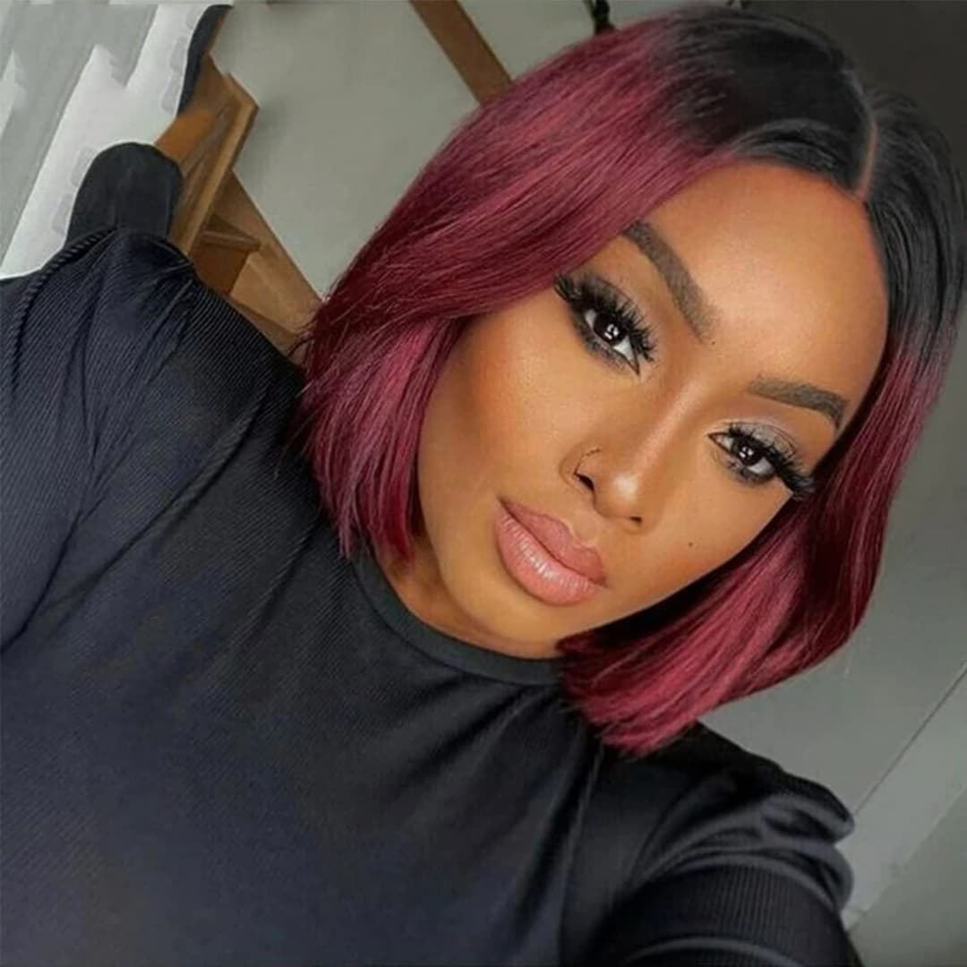 Peruca din par natural Short Burgundy